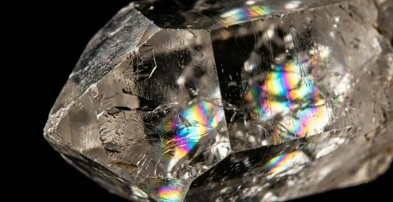 Cristal de cuarzo maestro mostrando sus múltiples caras geométricas con luz natural