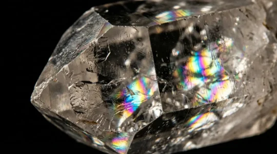 Cristal de cuarzo maestro mostrando sus múltiples caras geométricas con luz natural