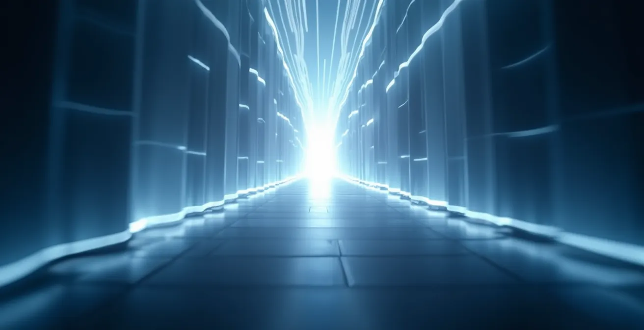 Vista desde primera persona experimentando visión de túnel durante meditación