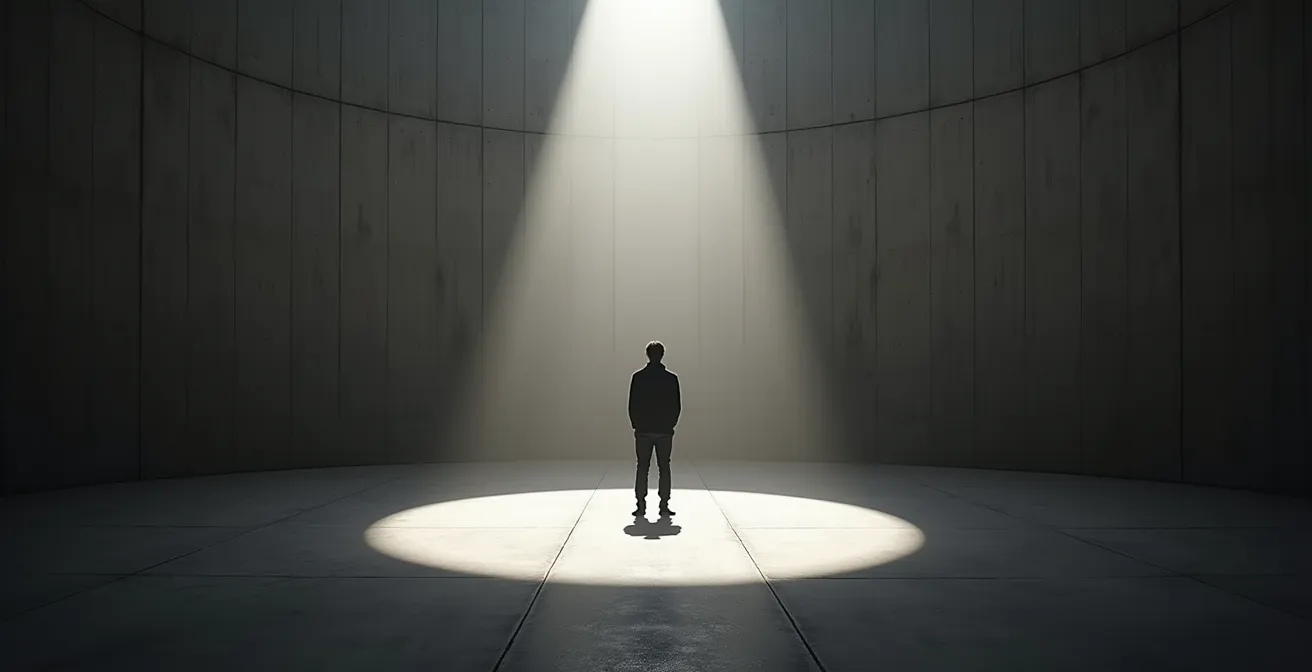 El número uno aislado en casillas vacías representando el ego solitario