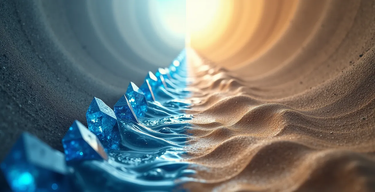 Representación visual de las flechas de determinación y duda en el cuadrado pitagórico