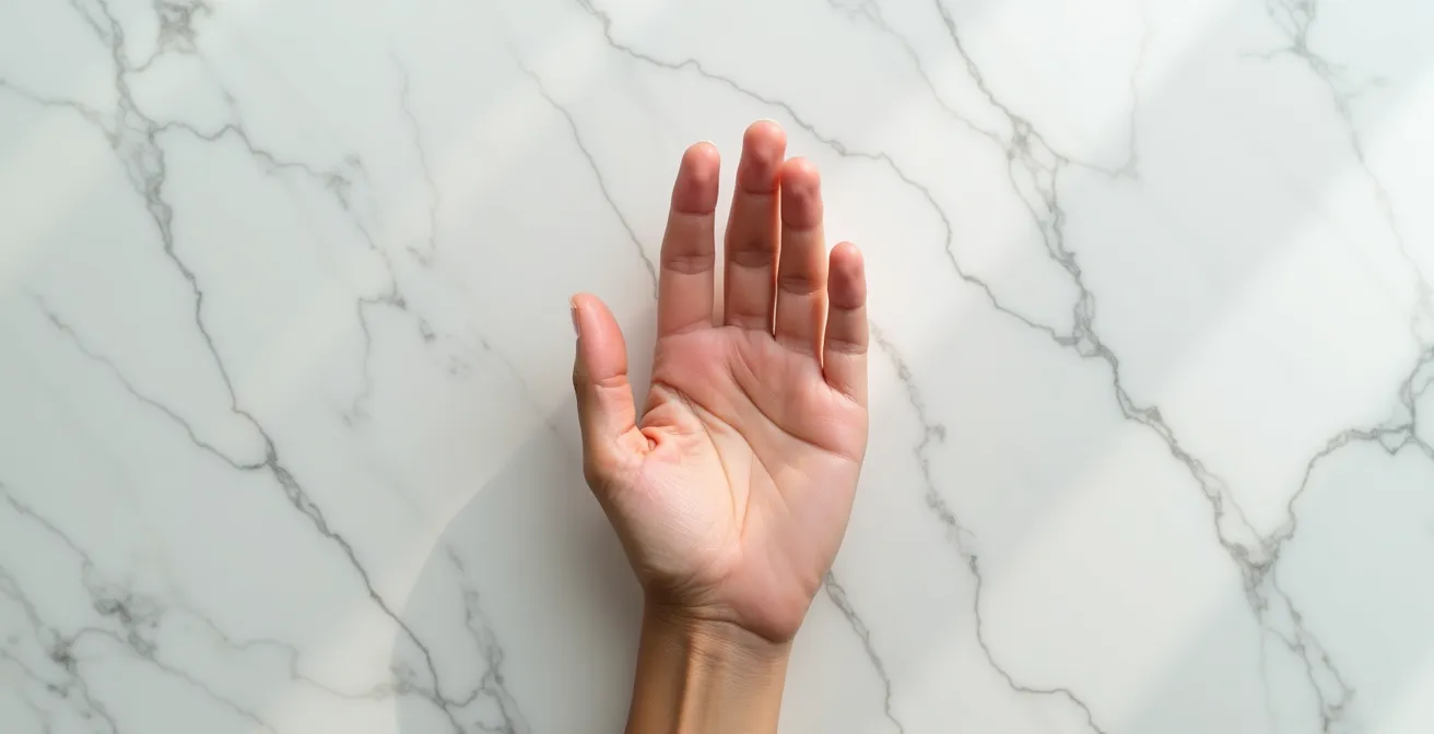 Palma de mano mostrando la ausencia de línea del destino con otras líneas visibles