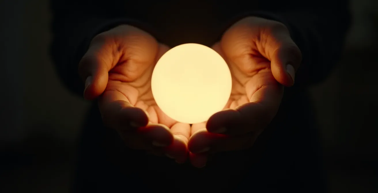 Manos ofreciendo luz de forma anónima sin rostro visible